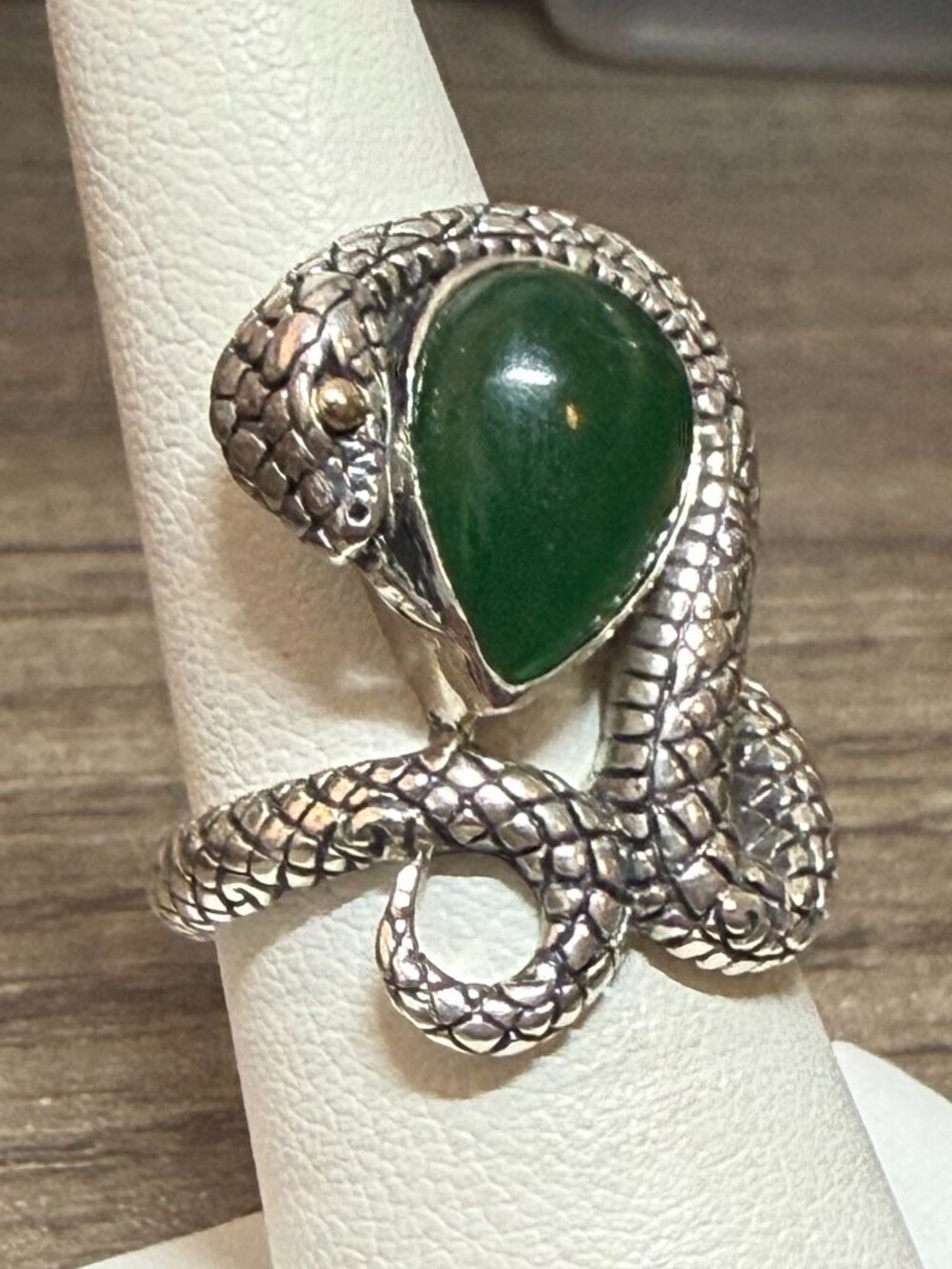 925 Jade Year of the Snake Ring Artisan Silver by Samuel B. Choice